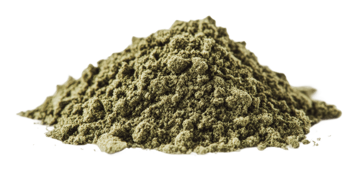 Organic green powder stacked on a white surface png