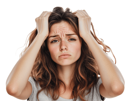 Young woman expressing frustration and anxiety png