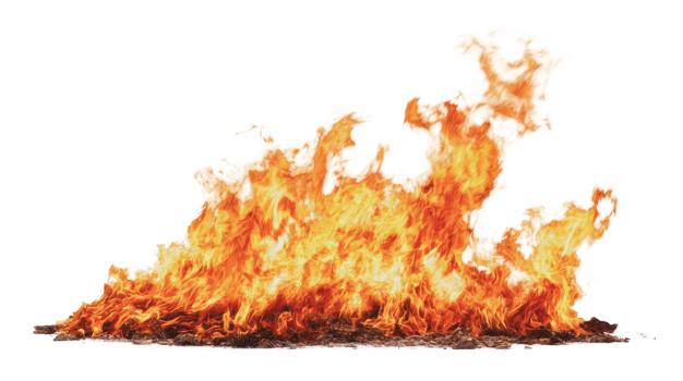Flames engulfing dry leaves in a field png