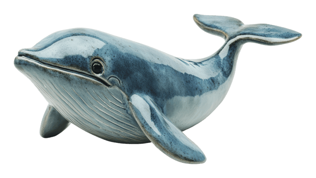 Ceramic decorative whale figurine png