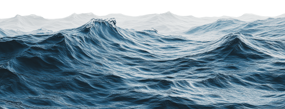 Ocean waves rolling under a cloudy sky png