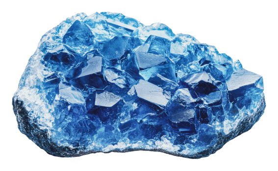Stunning blue crystal mineral piece png