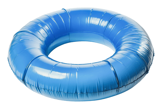Bright blue inflatable ring for water activities png