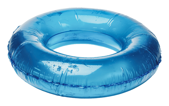 Bright blue inflatable pool float for summer fun png