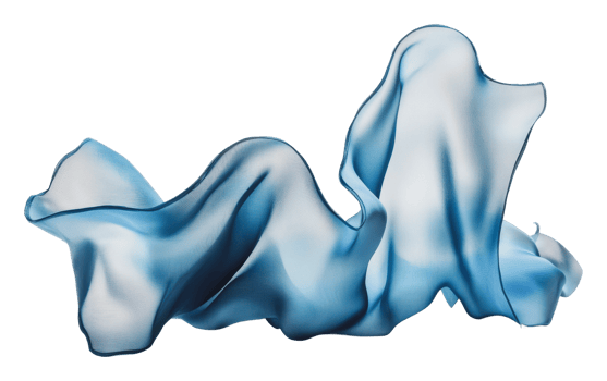 Elegant blue fabric forms an abstract shape png