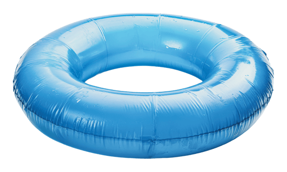 Bright blue inflatable float for summer fun png