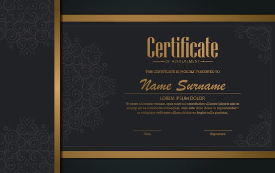 Luxury mandala certificate award diploma vector