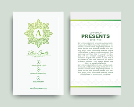 Green decorative logo and business card template vector