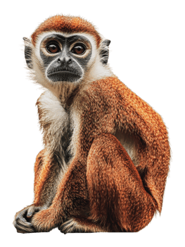 Monkey sitting and looking curiously at the viewer png