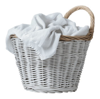 White towels in a woven basket png