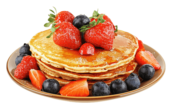 Pancakes with berries and syrup png