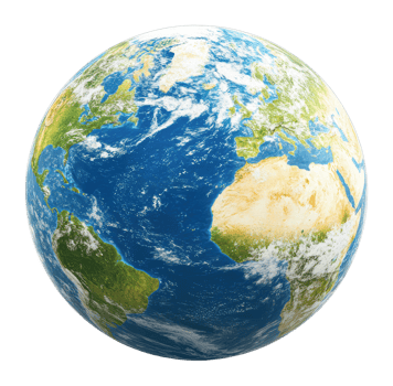 Colorful globe displaying continents and oceans png