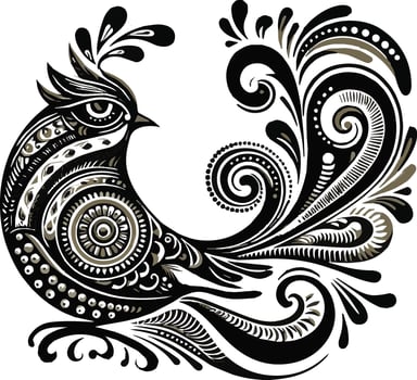 A decorative artistic illustration of a stylized bird vector