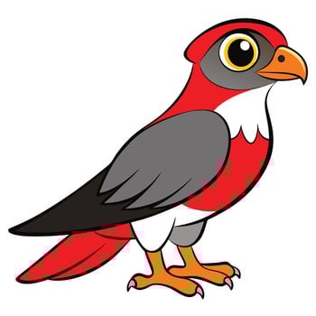 A cartoon bird with red and gray feathers vector