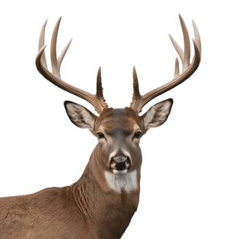 Deer head with horns isolated on transparent background cutout png