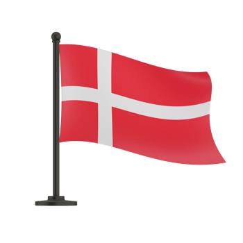 Waving flag of Denmark isolated on transparent background, flag in the wind png