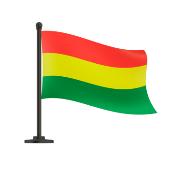 Small national flag of the Bolivia on a transparent background, isolated, alpha channel transparency png