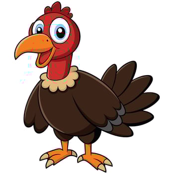 Cartoon turkey with big eyes and a big beak vector