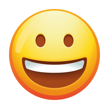 A grinning emoji face with a wide, joyful smile, expressing happiness and positivity. This cheerful emoticon is perfect for conveying joyful emotions in digital designs or as a fun visual element. png