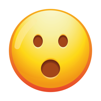 An emoji face with an open mouth, conveying surprise or excitement in bright yellow tones. png