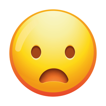 A frowning emoji face with an open mouth, expressing sadness or disappointment in bright yellow tones. png