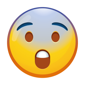 A fearful emoji face with wide eyes and a slight frown, expressing anxiety and concern in soft yellow and blue tones. png