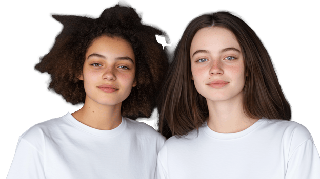 Young Women Smiling Together on Transparent Background png