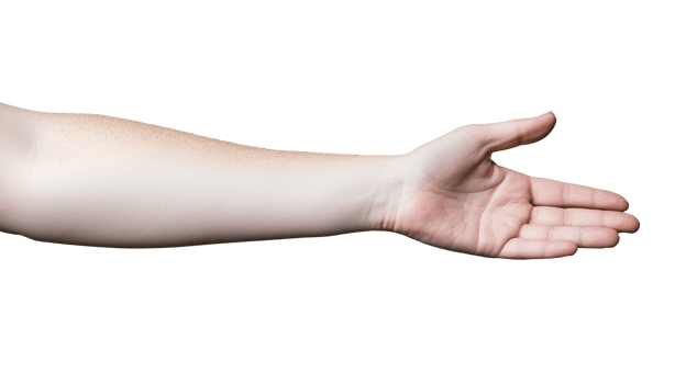 Outstretched human hand with open palm on transparent background png