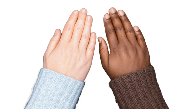 Diverse Hands Reaching Out Together on Transparent Background png