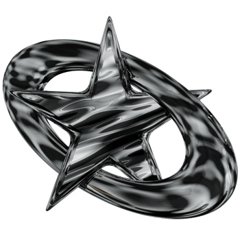 3d star shape Y2K chrome elements for design png