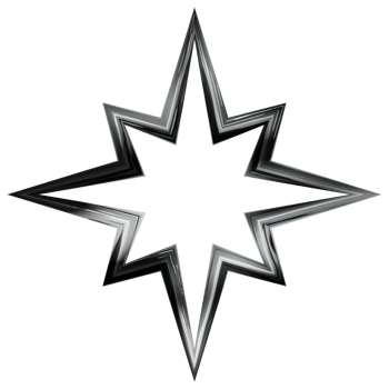 3D double star Y2K chrome elements for design png