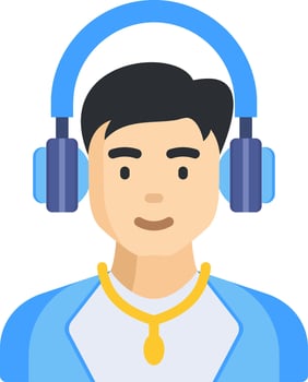 A man with headphones on his head vector