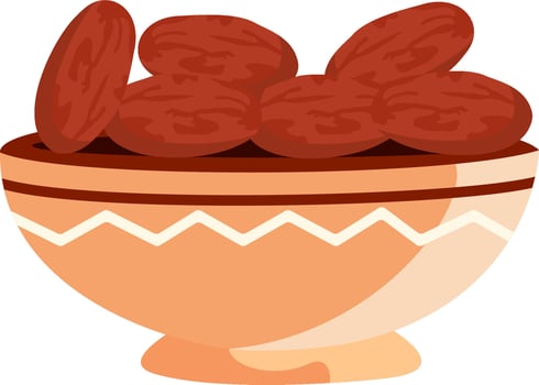 A bowl of dates with nuts in it vector
