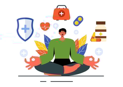 Holistic Healing Illustration with Energy Medicine Techniques for Relaxation and Wellness in Flat Style vector