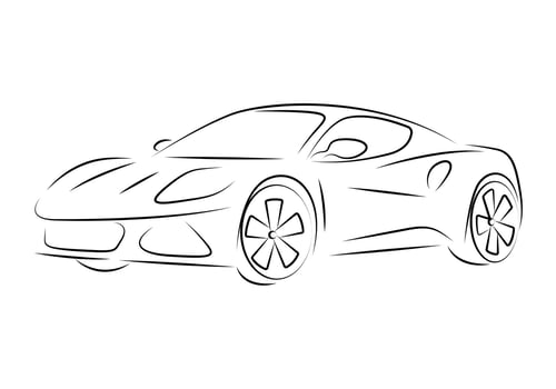 Sports car line art graphic illustration vector