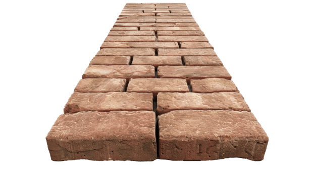 3D Brick road top view isolate on transparency background png