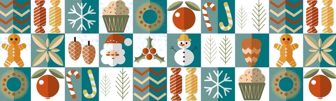 a pattern with various christmas items on it vector