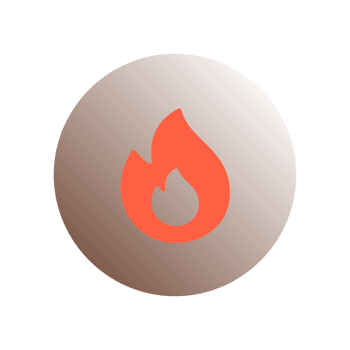 A fire icon on a flat shape png