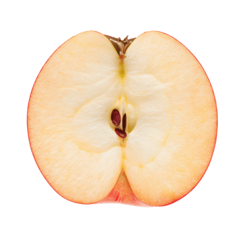 A slice of apple, clipping path top view isolate on transparency background png