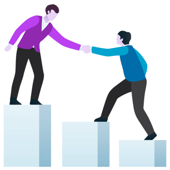 Two people shaking hands on top of a ladder png