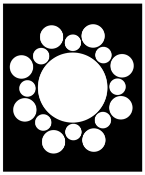 A white circle with a black background png