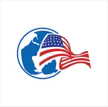 The american flag and the world in the background vector