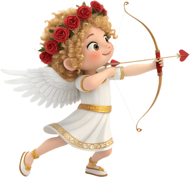 Kawaii Cartoon Cupid Girl Sweet Pose for Decorators. . png