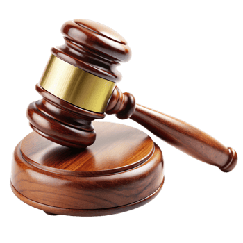 wooden gavel on a wooden stand with a transparent background png