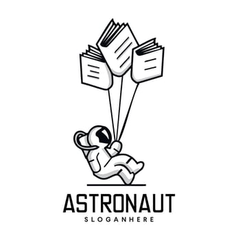 astronauts flying Logo Design With book vector