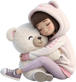 Kawaii Girl with Teddy Bear Valentines Day Clipart Idea Charm. . png