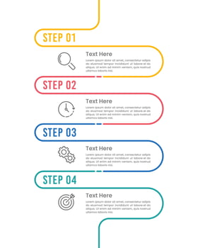 Vertical line infographic 4 steps to success. Presentation, Banner, Brochure and Plan. vector