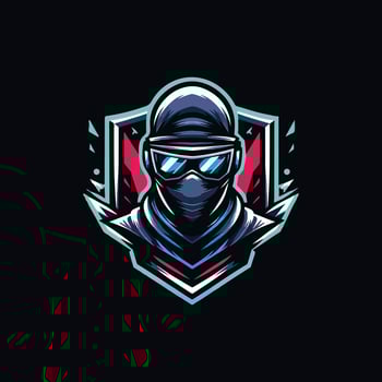 flat e-sport logo with a futuristic ninja mask vector