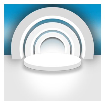 3d Illustration Of A White Product Presentation Podium on a blue background. png