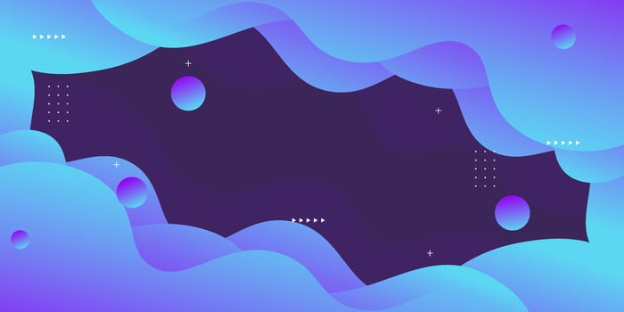 Blue and purple gradient background with geometric waves and circle shape elements. Colorful blue wave design. Simple yet elegant concept. eps10 vector